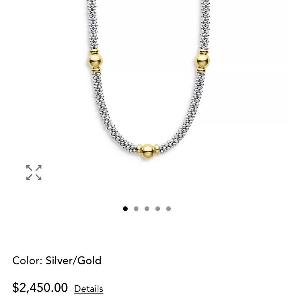 LAGOS 18K Gold & Sterling Silver Caviar Bead Necklace 16 inches